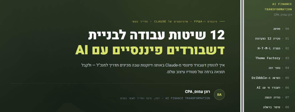 12 שיטות עבודה לבניית דשבורדים פיננסיים עם Claude AI