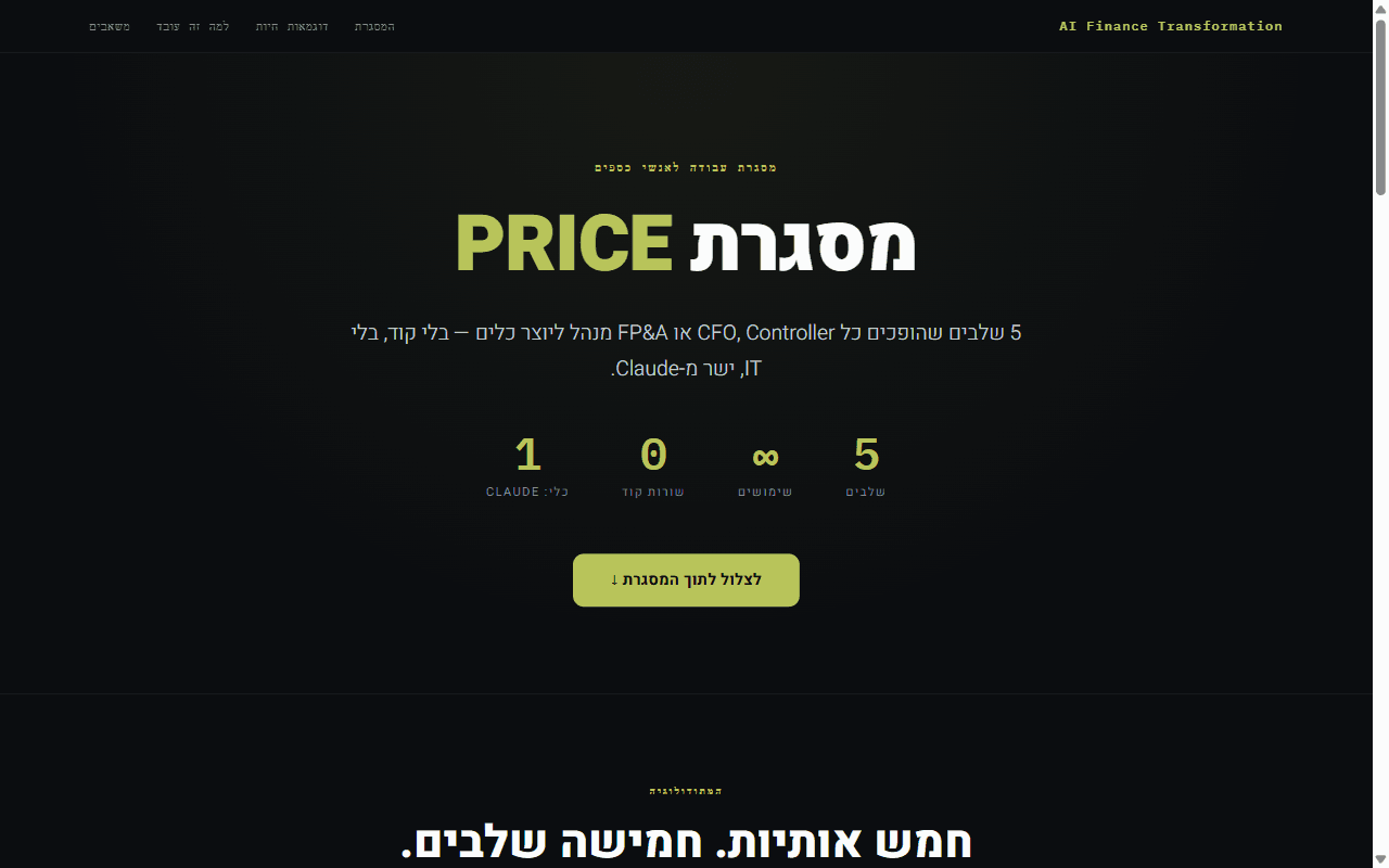 מסגרת PRICE — ארטיפקטים עם Claude לאנשי כספים