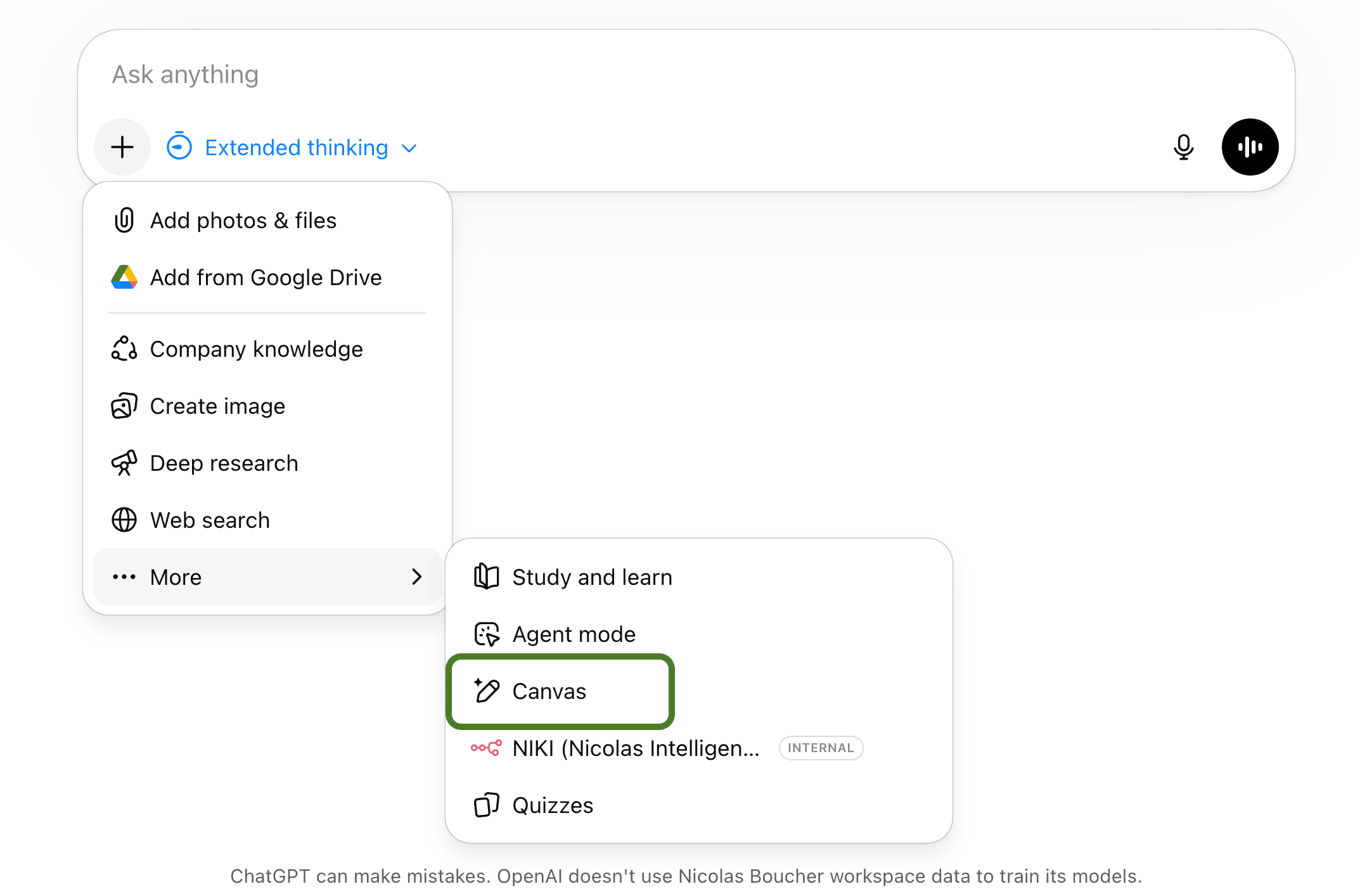 הפעלת Canvas ב-ChatGPT