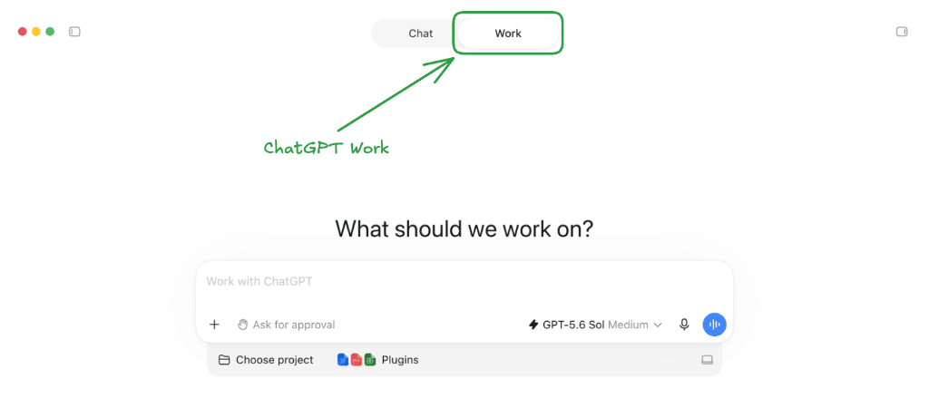 ממשק ChatGPT Work באפליקציית הדסקטופ