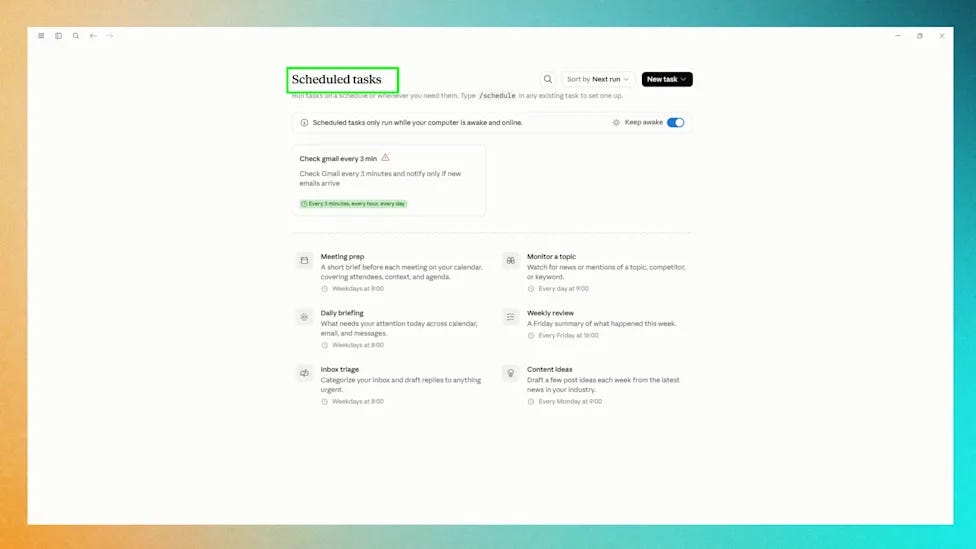 Claude Scheduled tasks — רשימת משימות מתוזמנות